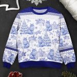 Custom Cat Breeds Christmas Tree - Toile De Jouy - Personalized Ugly Sweater - Image 6