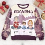 Grandma With Kids Folk Art - Personalized AOP Sweatshirt