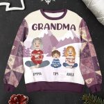 Grandma With Kids Folk Art - Personalized AOP Sweatshirt - Image 4