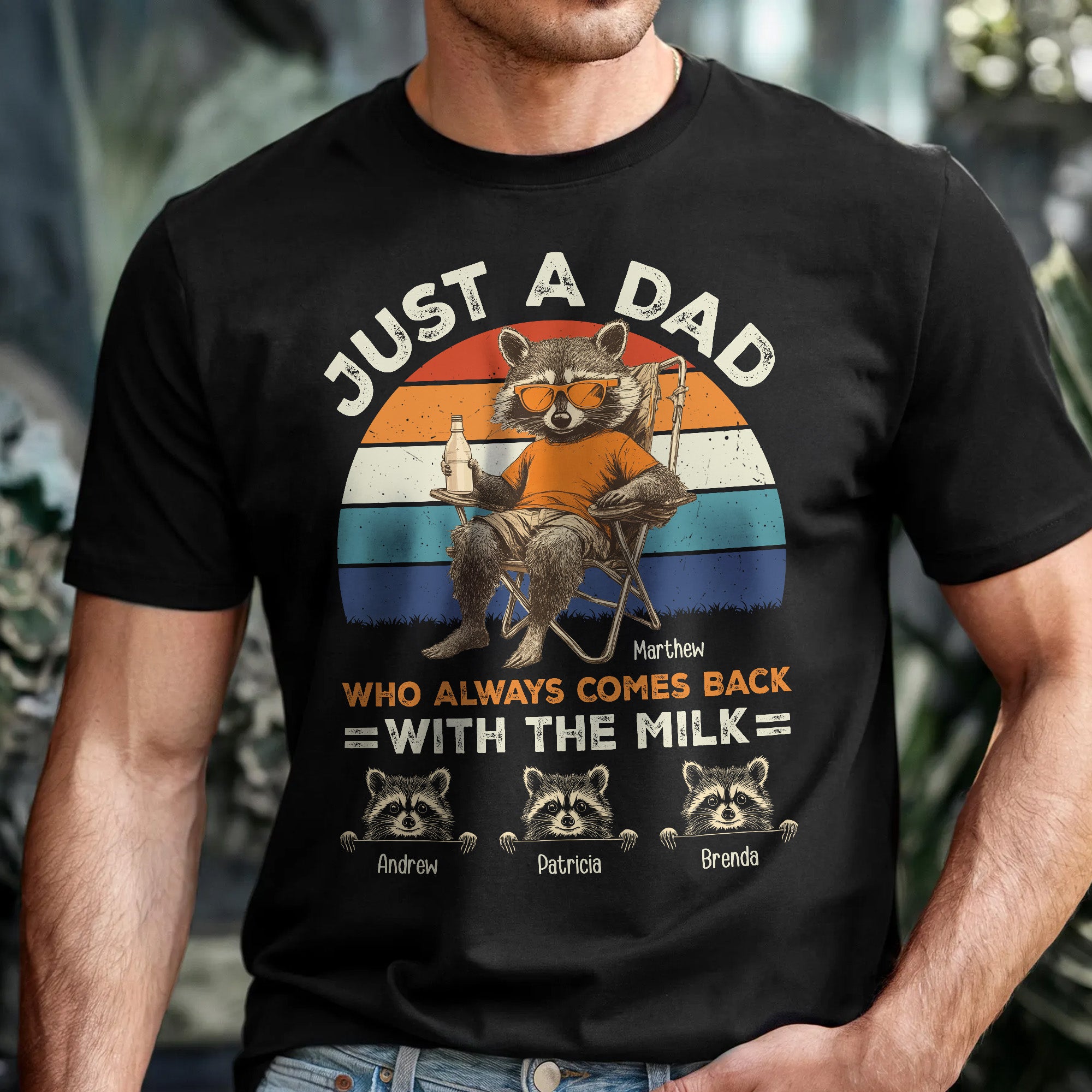 Just-A-Dad-Who-Always-Comes-Back-With-The-Milk-Racoon-Version-Personalized-Shirt1.jpg Just A Dad Who Always Comes Back With The Milk Racoon Version - PersonalizedOne Size Shirt - Image 1