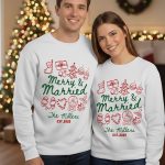 Merry And Married Couple Matching Sweatshirts - Personalized Sweatshirts - Image 4