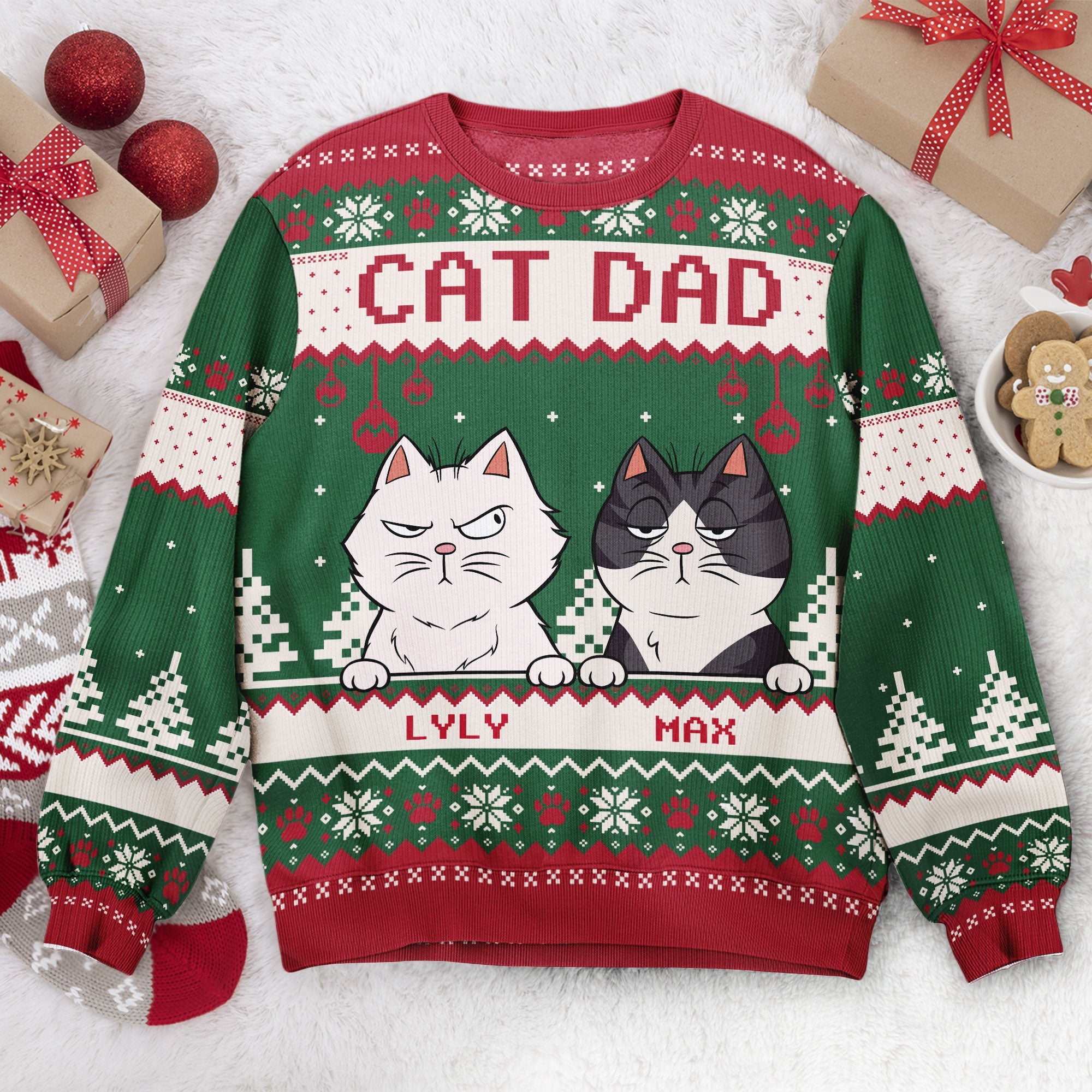 Best-Cat-Dad-Ever-Personalized-Ugly-Sweater1_13944ce5-3fd3-4457-a4b0-a6f50a75d920.jpg Best Cat Dad Ever - Personalized Ugly Sweater - Image 1