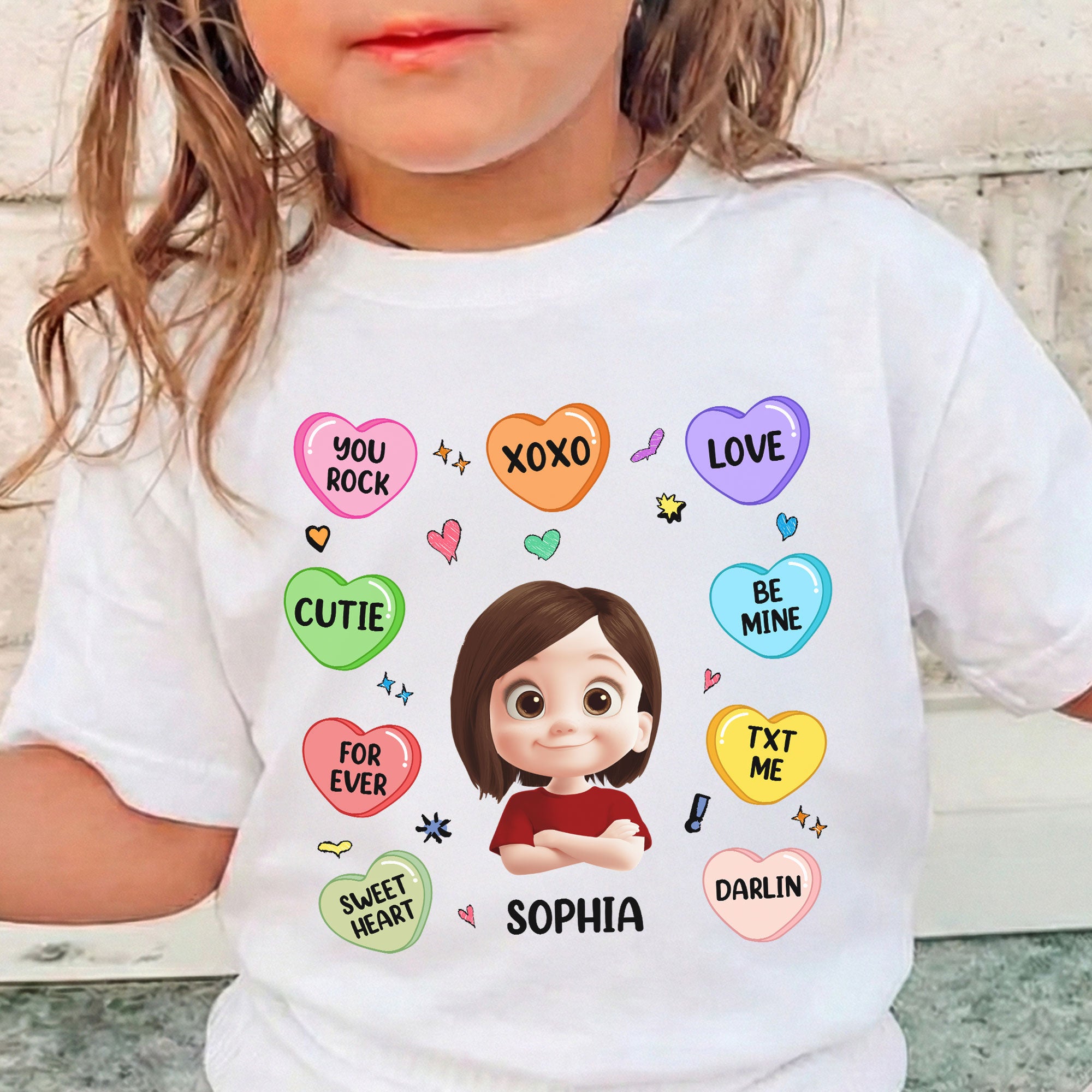 Candy-Hearts-For-Women-And-Girl-Personalized-Shirt_1.jpg Candy Hearts For Women And Girl - Personalized Shirt - Image 1