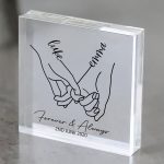 Couple Gifts Holding Hand - Personalized Custom Square-Shaped Acrylic Plaque - Image 3