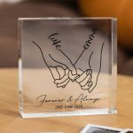 Couple Gifts Holding Hand - Personalized Custom Square-Shaped Acrylic Plaque - Image 2