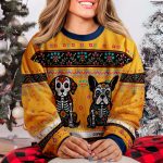 Day Of The Dead Dog Cat Hispanic Mexican Flowers - Personalized Ugly Sweater - Image 2
