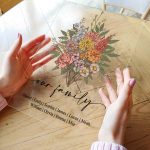 Family Boho Birth Flower Bouquet Flowers Gift For Mom, Grandma, Family - Personalized Acrylic Plaque - Image 2