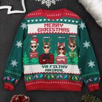 Family Christmas Sweater Merry Christmas Ya Filthy Animal - Personalized Ugly Sweater - Image 3