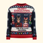 Family Christmas Sweater Merry Christmas Ya Filthy Animal - Personalized Ugly Sweater - Image 4