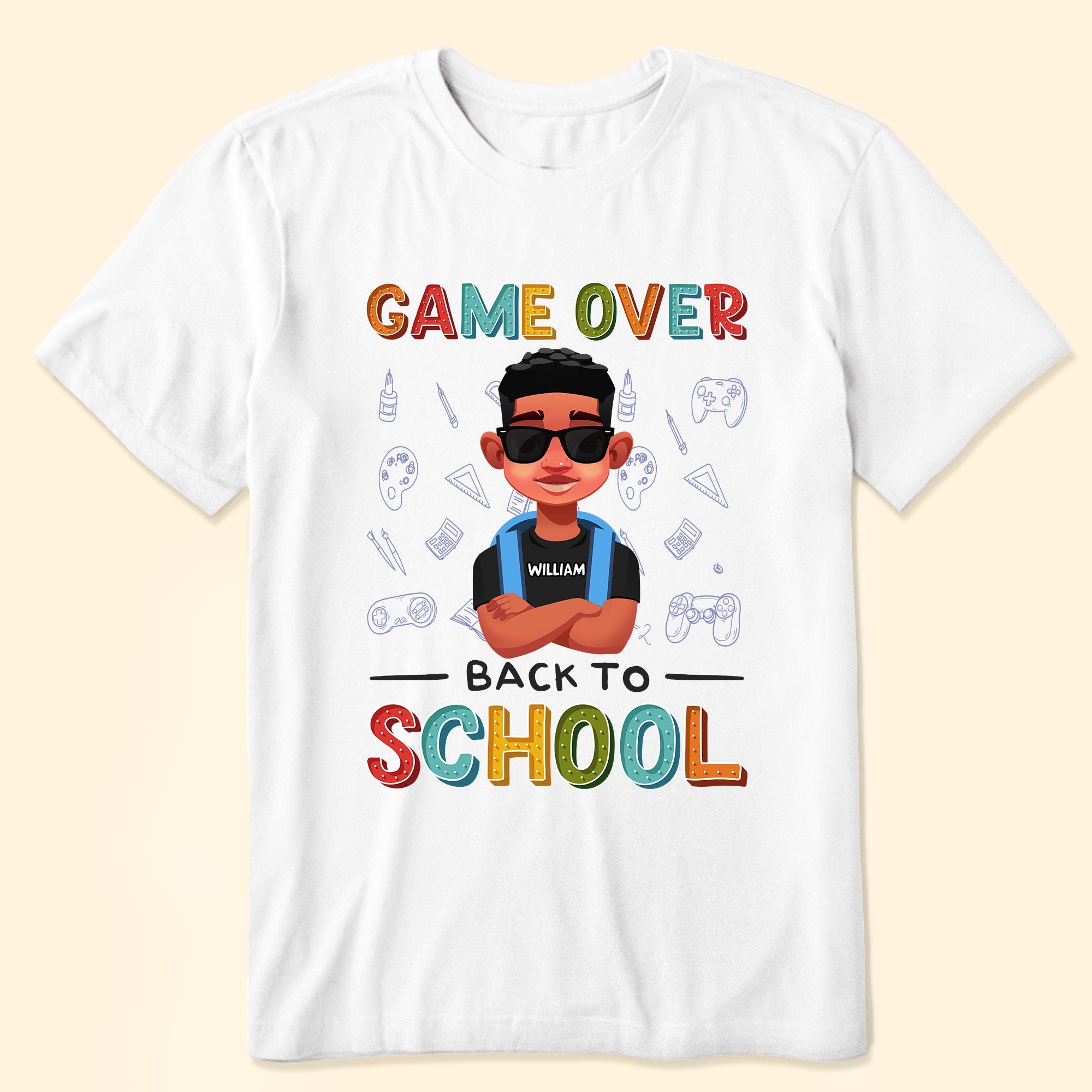 Game-Over-Back-To-School-Personalized-Shirt_2.jpg Game Over Back To School - Personalized Shirt - Image 1
