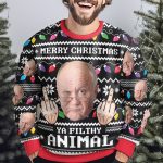 Merry Christmas Ya Filthy Animal Custom Face - Personalized Photo Ugly Sweater - Image 4