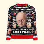 Merry Christmas Ya Filthy Animal Custom Face - Personalized Photo Ugly Sweater - Image 6