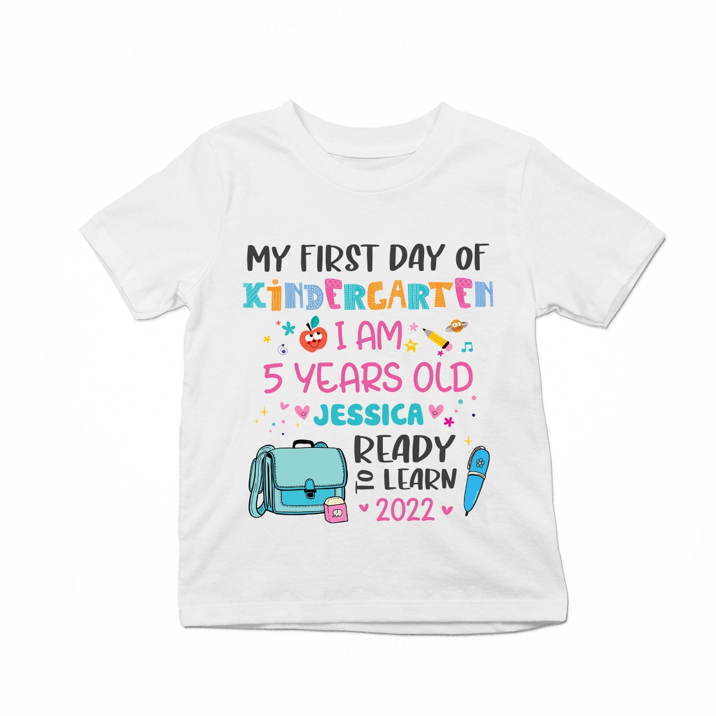 My-First-Day-Of-Kindergarten-1St-Grade-2Nd-Grade-Personalized-Shirt-Back-To-School-Gift-For-Kids-Daughter-Niece-Grandkid-4.jpg My First Day Of Kindergarten, 1st Grade, 2nd Grade - Personalized Shirt - Back To School Gift For Kids, Daughter, Niece, Grandkid - Image 1