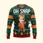 Oh Snap Gingerbread Face Photo - Personalized Photo Ugly Sweater - Image 2