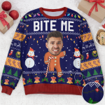 Oh Snap Gingerbread Face Photo - Personalized Photo Ugly Sweater - Image 4