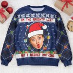 On The Naughty List And I Regret Nothing - Personalized Photo Ugly Sweater
