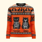 Pumpkins Cats Dogs Skeleton Halloween Fall Witch - Personalized Halloween Sweater - Image 3