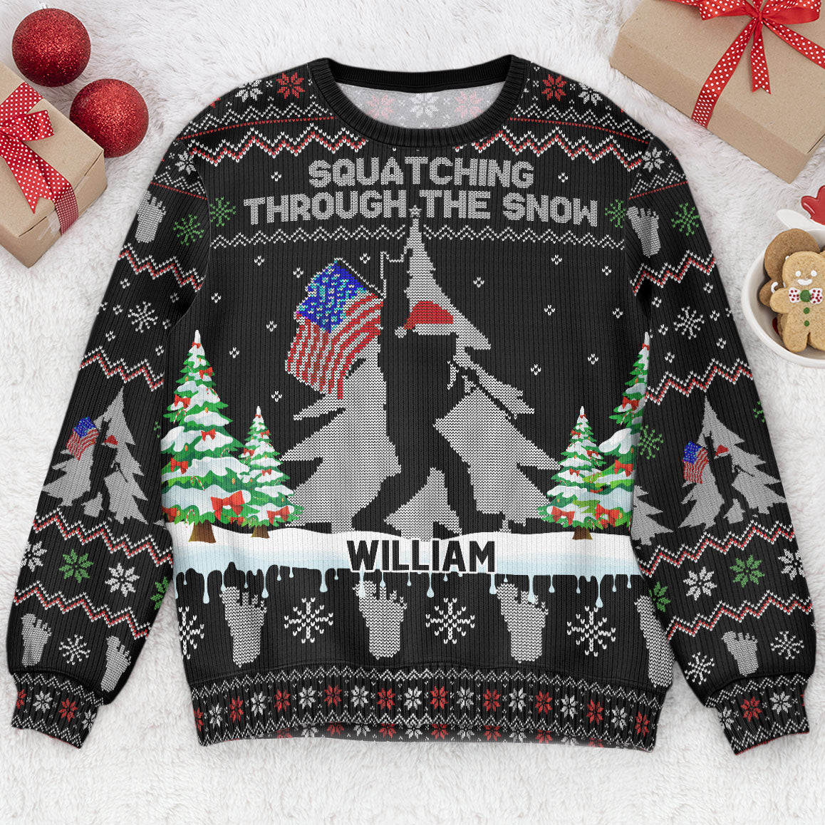 Squatching-Through-The-Snow-American-Bigfoot-Personalized-Ugly-Sweater_1.jpg Squatching Through The Snow American Bigfoot - Personalized Ugly Sweater - Image 1